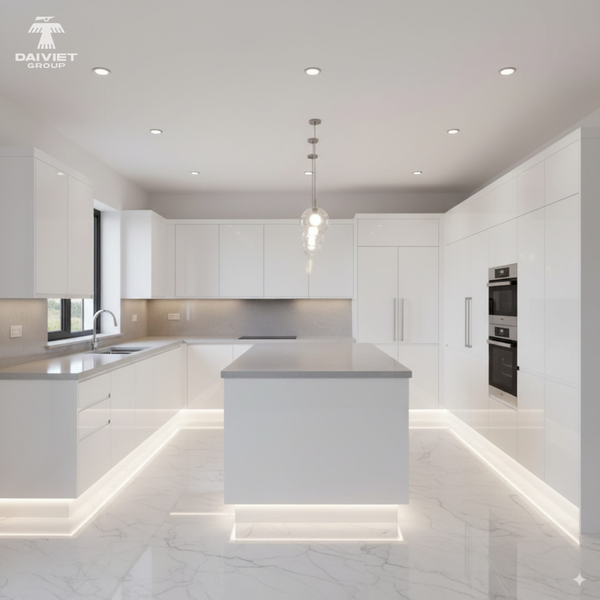 Mẫu tủ bếp nhựa phong cách hiện đại