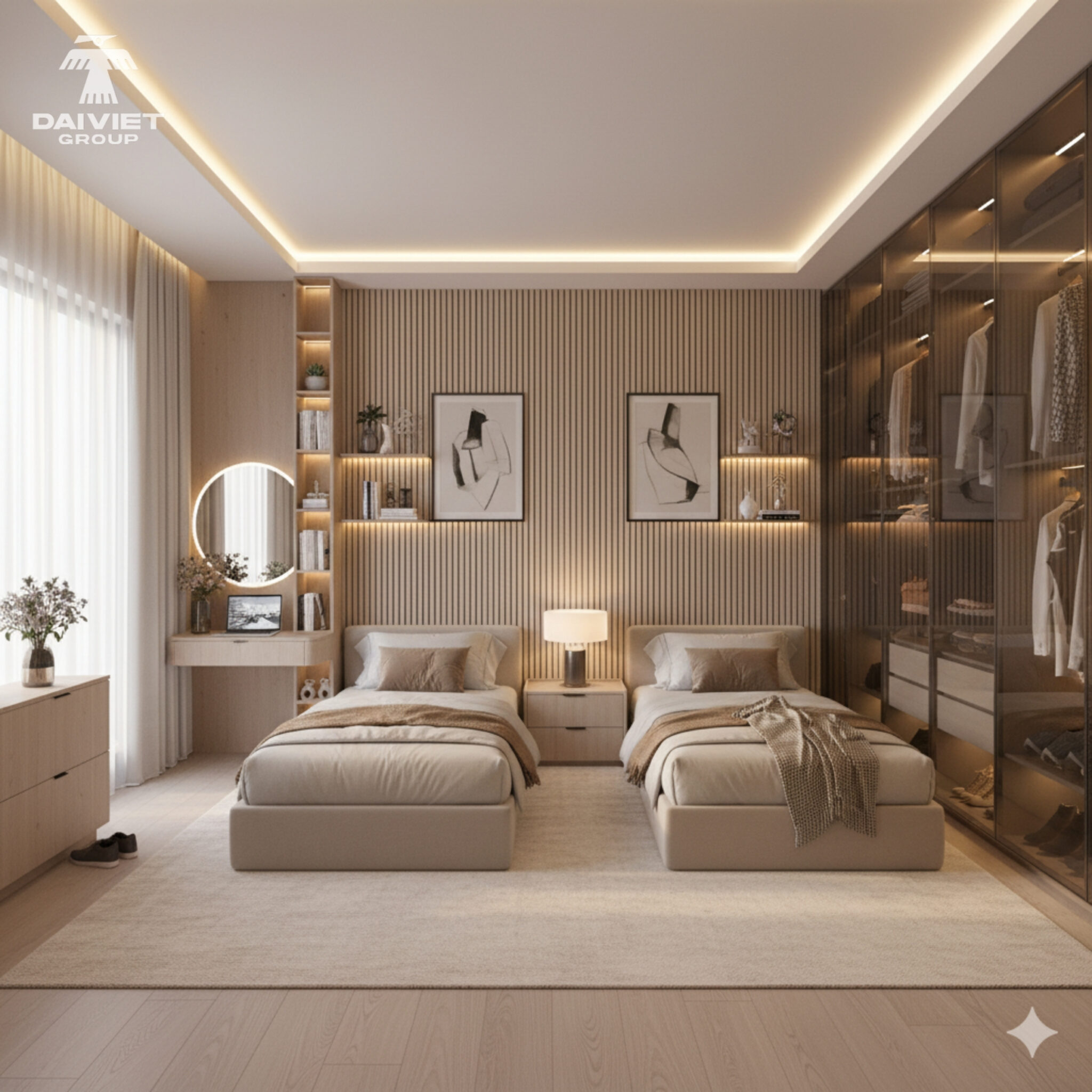 Mẫu giường ngủ đôi ấm áp