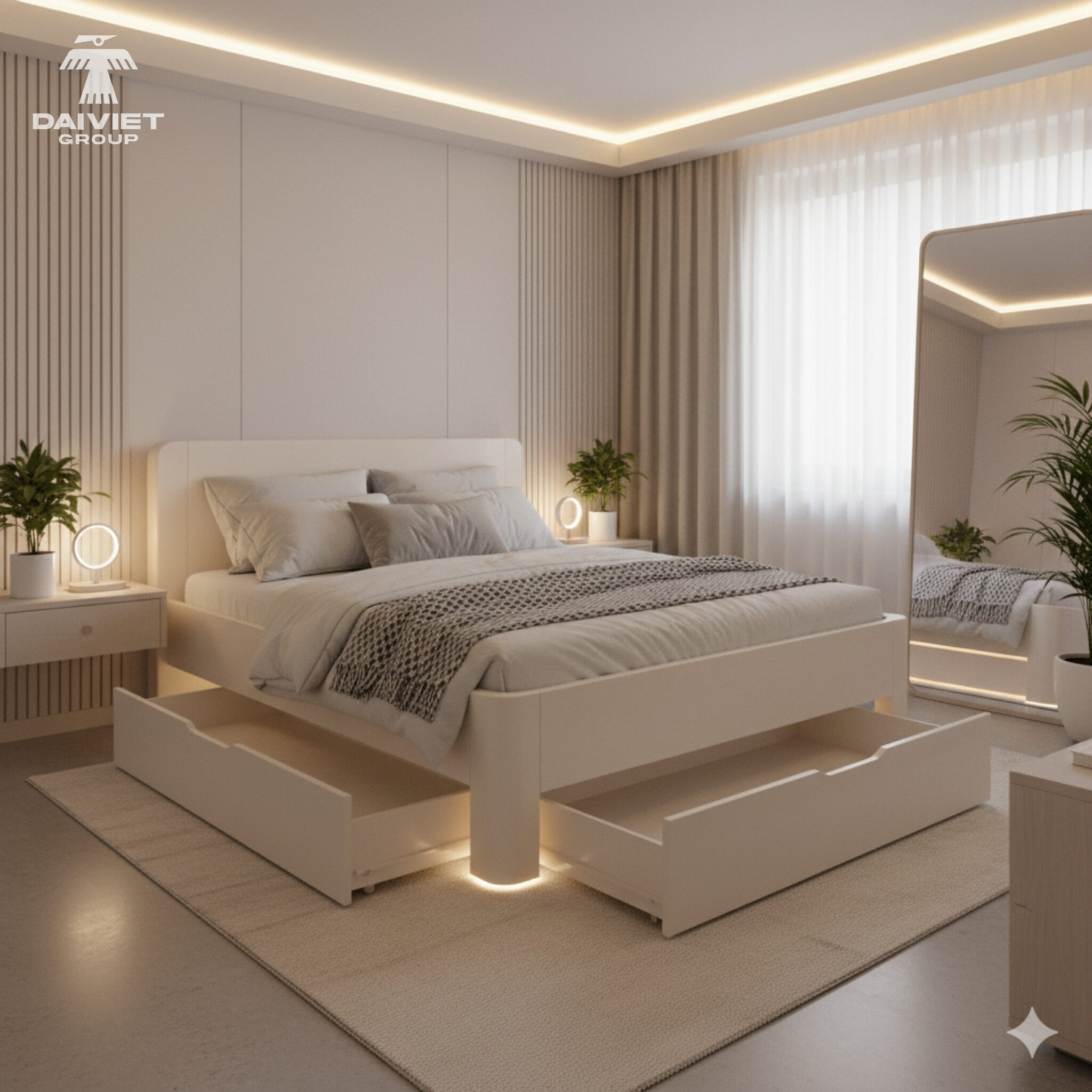 Mẫu giường ngủ vật liệu thân thiện