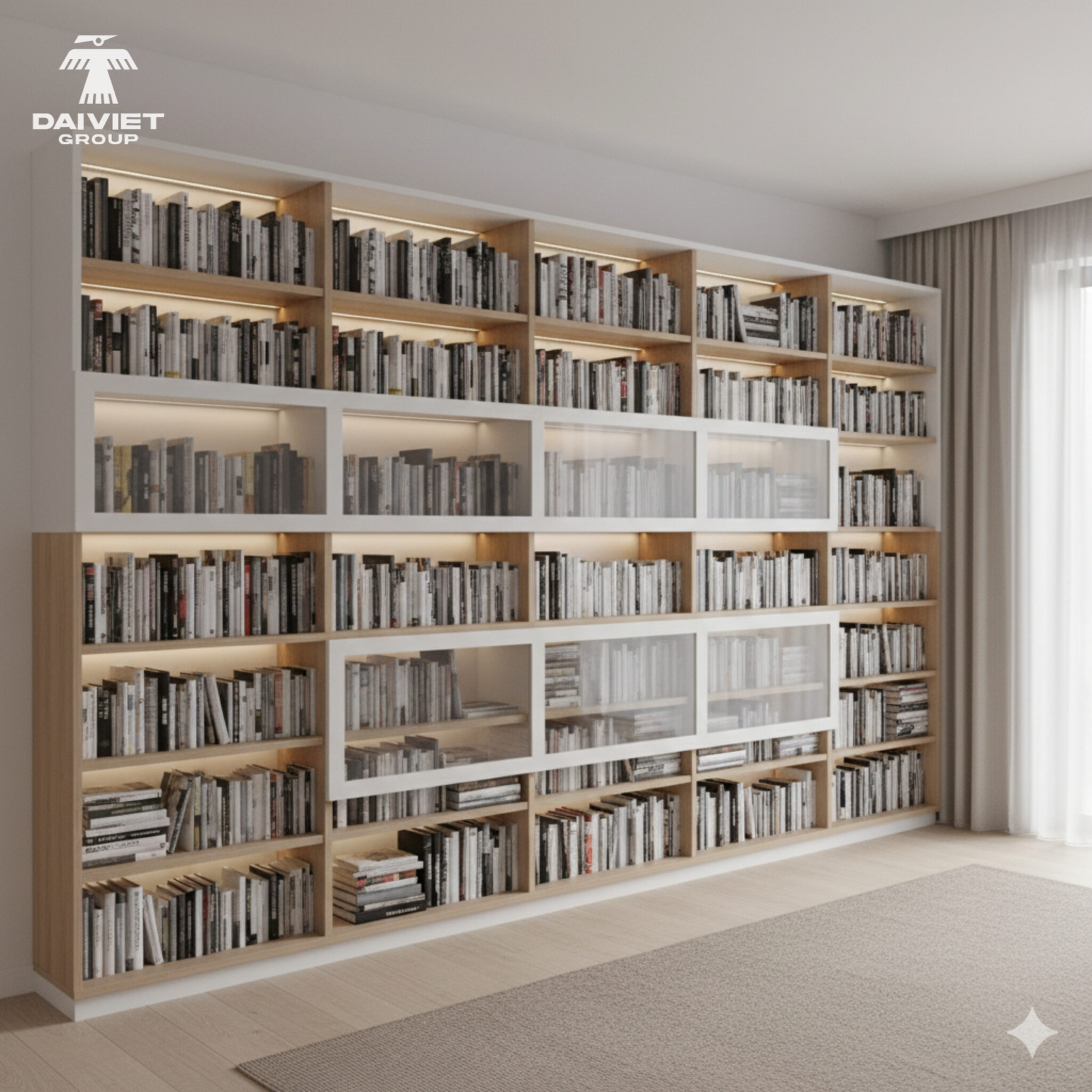 Tủ Sách Có Cửa Kính – Giải Pháp Bảo Quản & Trưng Bày Sang Trọng 4 Mẫu tủ sách có cửa kính trượt mượt